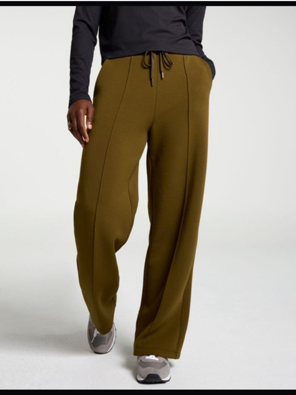 CALIA Soft Scuba Wide Leg Pant Pants Dark Khaki Olive Green NWOT Size L